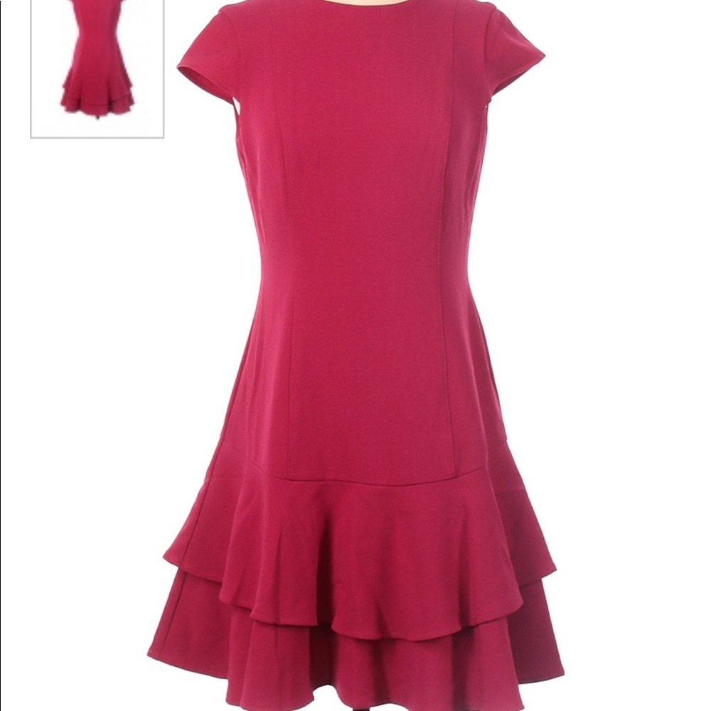 Eliza J cap sleeve tiered ruffle A line dress